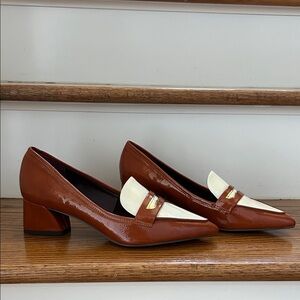 Franco Sarto Tan and Cream Loafers
